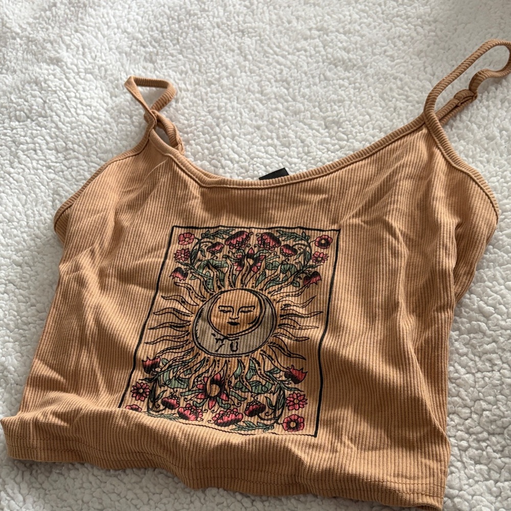 Tan Sun Embroidered Women's Top